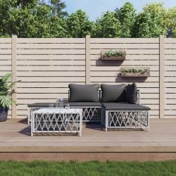 Salon de avec coussins 5 pcs blanc acier