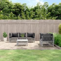 Salon de avec coussins 6 pcs blanc acier