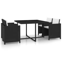 Salon de encastrable 5 pcs et coussins Rotin Noir