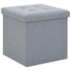 Tabouret de rangement pliable Gris clair Faux lin