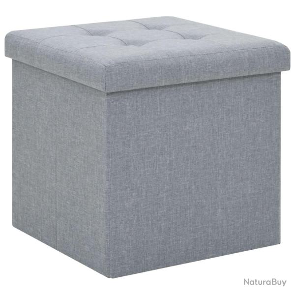 Tabouret de rangement pliable Gris clair Faux lin