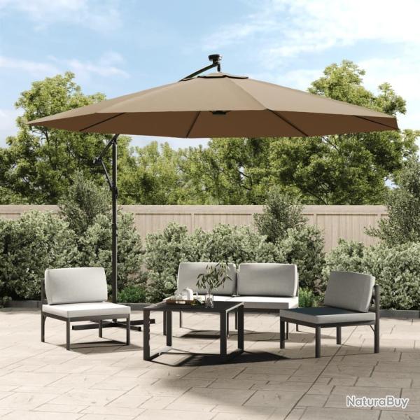 Parasol de jardin en porte-�-faux et lumi�res LED m�t en m�tal
