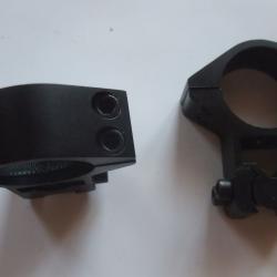 Lot de 2 colliers de montage pour lunette 25,4 mm &agrave; rail de 11 mm hauteur 20 mm