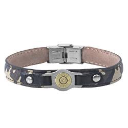 BRACELET DOUILLE ET CUIR IMPRESSION CAMO Bang Bang Camo, 20 cm