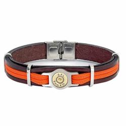 BRACELET CUIR ET CORDON bang bang Marron Orange, 20 cm