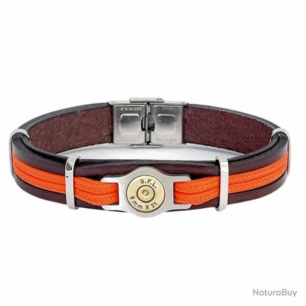 BRACELET CUIR ET CORDON bang bang Marron Orange, 20 cm