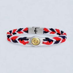 BRACELET ACIER ET DOUILLE TRESSE TRICOLORE 20 cm