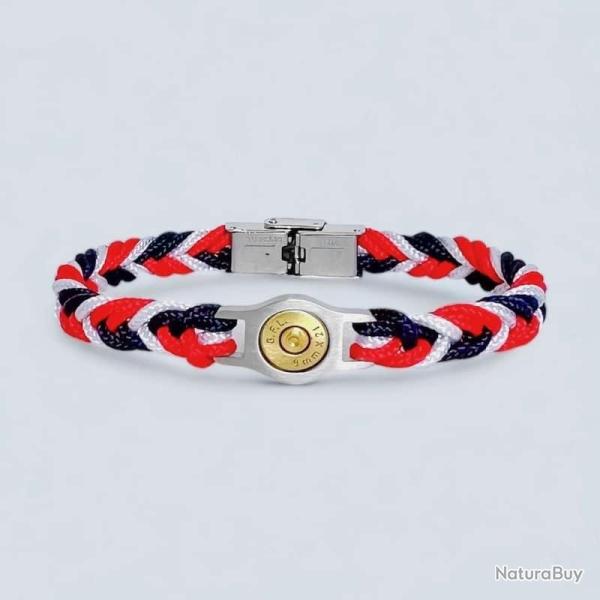BRACELET ACIER ET DOUILLE TRESSE TRICOLORE 20 cm