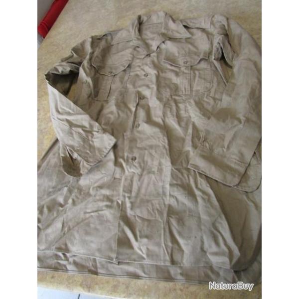 chemise beige grande taille r�glementaire arm�e Fr Fran�aise guerre Indo Indochine Alg�rie sable