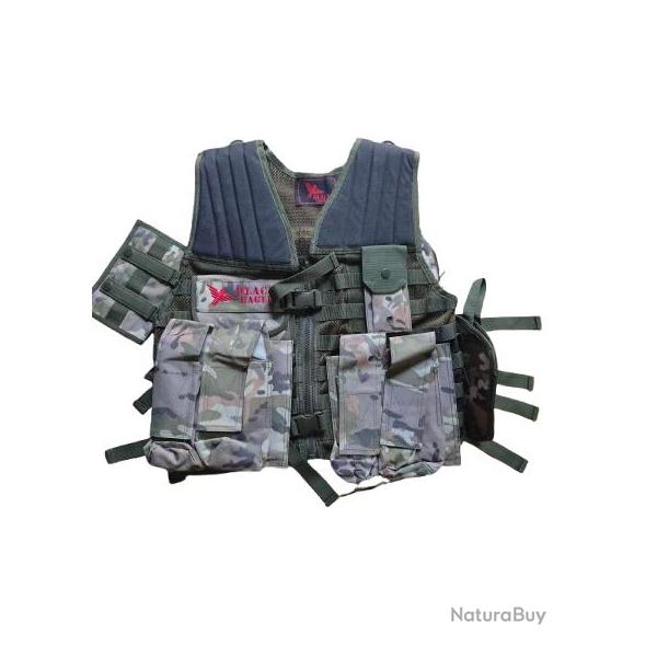 Tactical Vest Black Eagle - Version Forest Camo (High Cap)