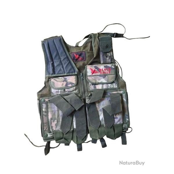 Tactical Vest Black Eagle - Version Forest Camo L-Pouch (High Cap)