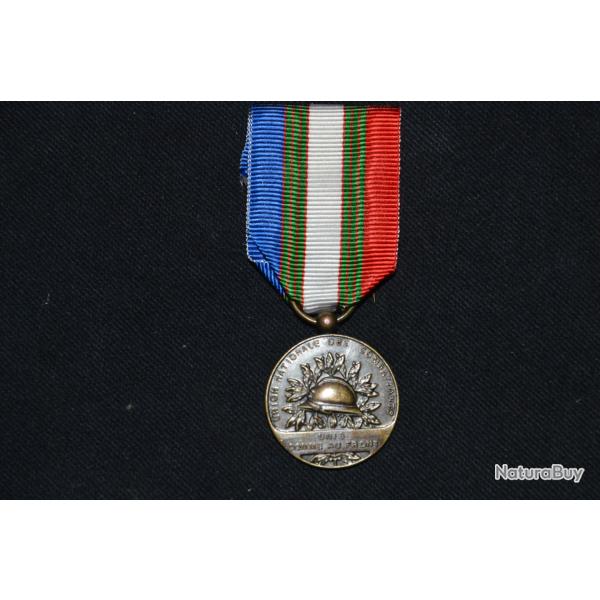 MEDAILLE UNC-UNION NATIONAL DES COMBATTANTS-ANCIEN MILITAIRE GUERRE D'ALGERIE-BRONZE PATINE