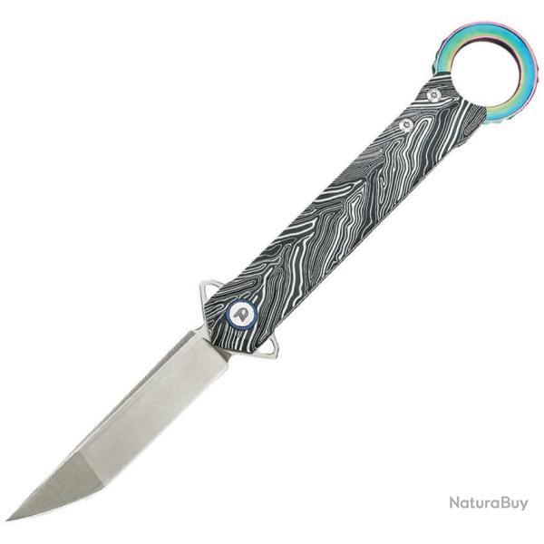 Couteau Dreamtech Lame Acier D2 Tanto Manche G10 Noir et Blanc Liner Lock DTK3312GZ