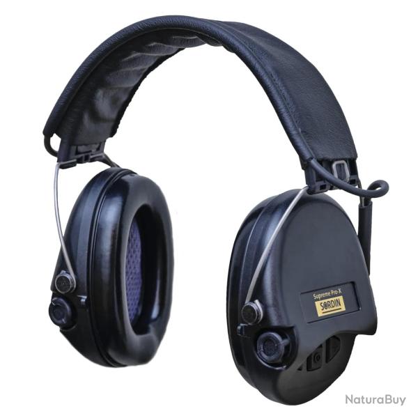 Casque antibruit �lectronique Sordin Supreme Pro X - Cuir/Noir