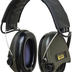 Casque antibruit &eacute;lectronique Sordin Supreme Pro X - Cuir/Vert