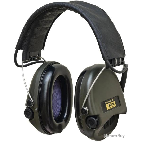 Casque antibruit �lectronique Sordin Supreme Pro X - Cuir/Vert