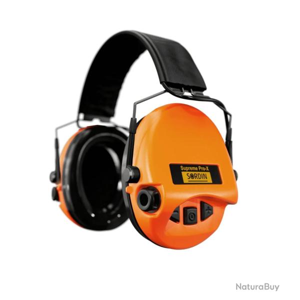 Casque antibruit �lectronique Sordin Supreme Pro X Slim - Cuir/Orange
