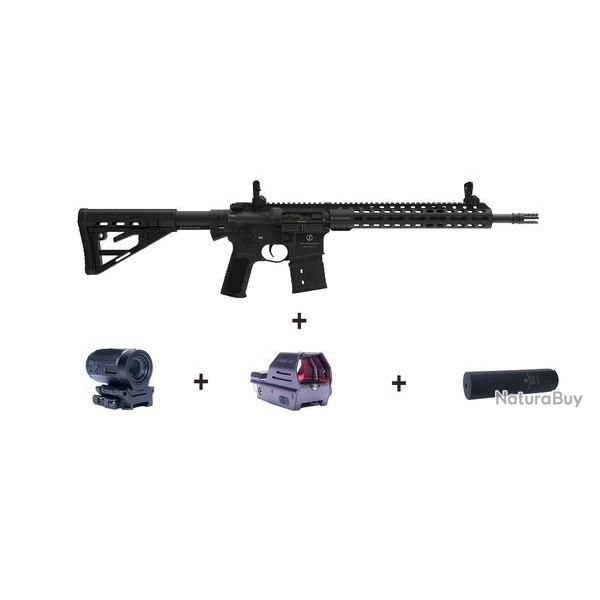 Pack Carabine semi auto Schmeisser AR15 M4FL noir cal.223 rem 10+1cps canon 12.5" filet�