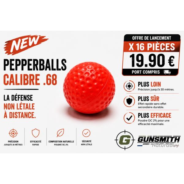 16 BALLES PEPPERBALLS CALIBRE .68 - PROJECTILES OC - CAL .68 #gunsmith SG68