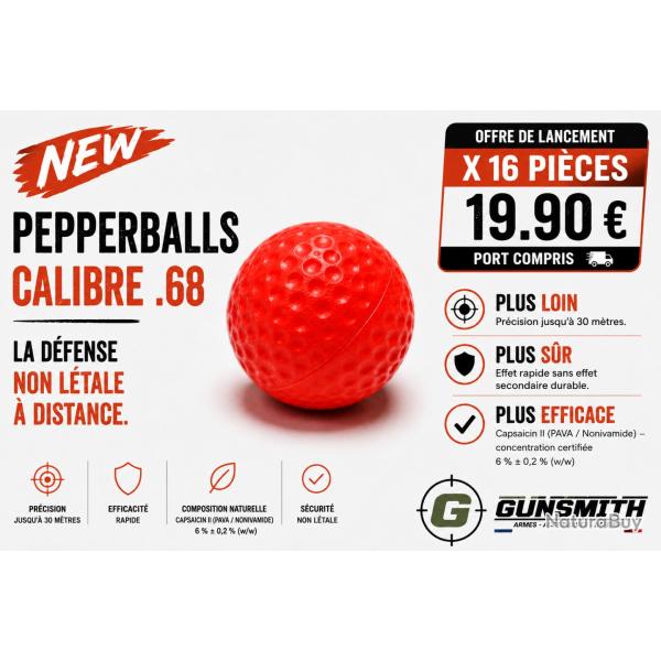 16 BALLES PEPPERBALLS CALIBRE .68 - PROJECTILES OC - CAL .68 #gunsmith SG68