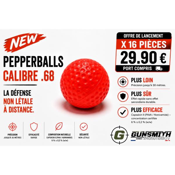 16 BALLES PEPPERBALLS CALIBRE .68 - PROJECTILES OC - CAL .68 #gunsmith SG68