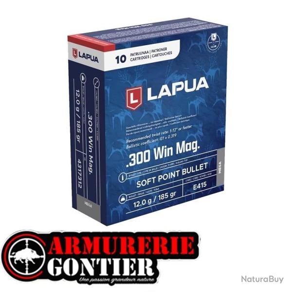 Munitions LAPUA Soft Point.300WM 12G 185GR (Bo�te de 10)