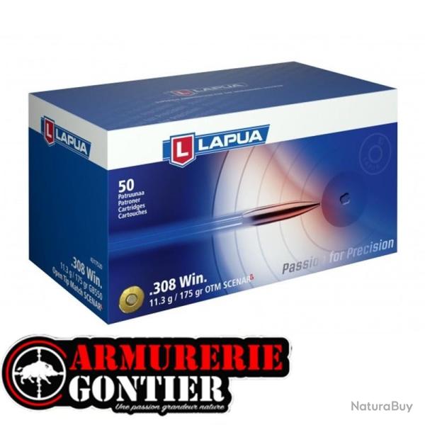 Munitions LAPUA OPEN TIP MATCH 308 11.3 g 175 gr boite de 50