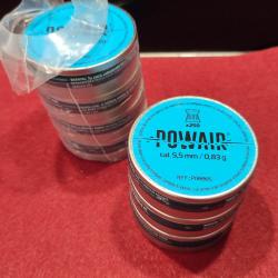 Lot de 7 bo&icirc;tes neuves POWAIR H&N de 250 plombs Diabolos 5,5mm 0,83g