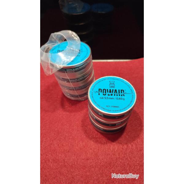 Lot de 7 bo�tes neuves POWAIR H&N de 250 plombs Diabolos 5,5mm 0,83g