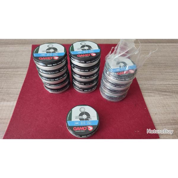 Lot de 15 bo�tes de 500 billes d'acier GAMO calibre 4,5mm 0,53g