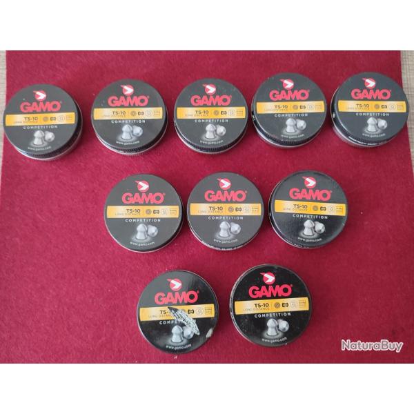Lot de 10 bo�tes de 200 plombs Diabolos  de comp�titioGAMO TS-10 longue distance calibre 4,5mm 0,68g