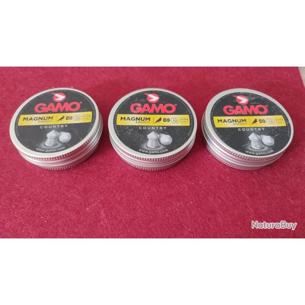 Lot de 3 bo�tes de 500 plombs Diabolos t�te pointue GAMO Magnum Energy 4,5mm 0,49g