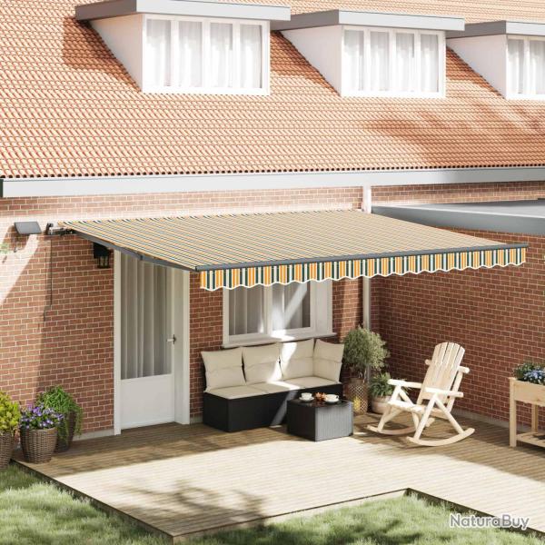 Auvent r�tractable Vert et jaune 450 � 300 cm