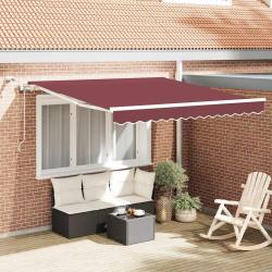 Store banne &eacute;lectrique avec LED et capteur, bordeaux, pour la terrasse, 3 &times; 2,5 m