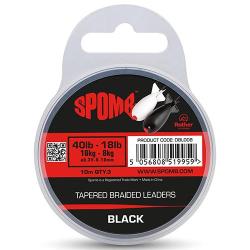 T&ecirc;te de Ligne Spomb Tapered Braided Leaders 40-18lbs Black (3x10m)