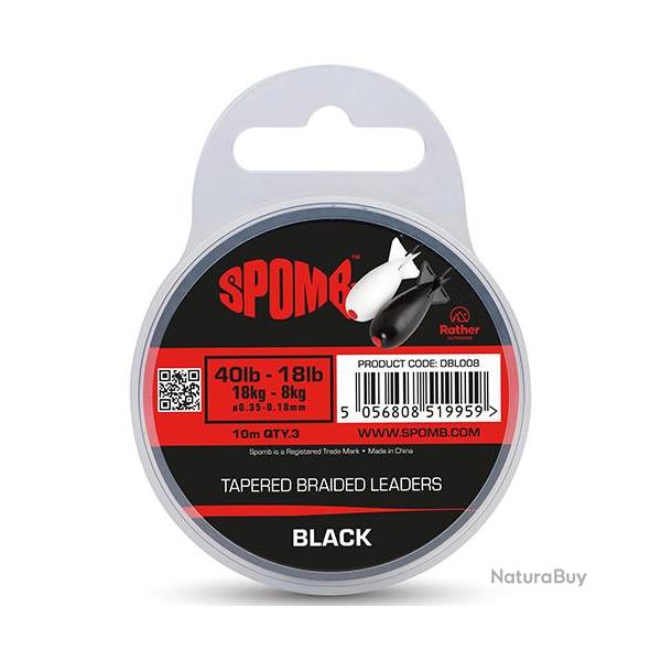 T�te de Ligne Spomb Tapered Braided Leaders 40-18lbs Black (3x10m)