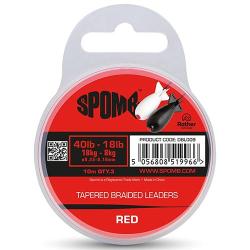 T&ecirc;te de Ligne Spomb Tapered Braided Leaders 40-18lbs Red (3x10m)