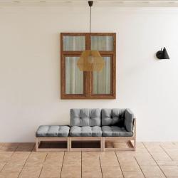 Salon de jardin 3 pcs avec coussins Bois de pin massif