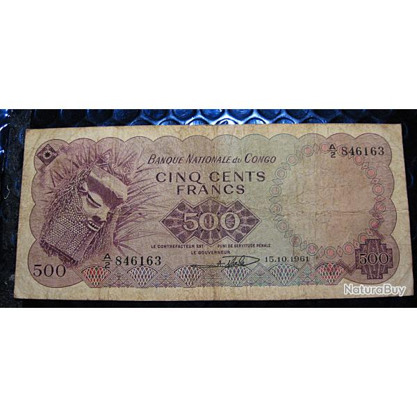 Congo, billet de 500 francs du 15-10-1961 tb+