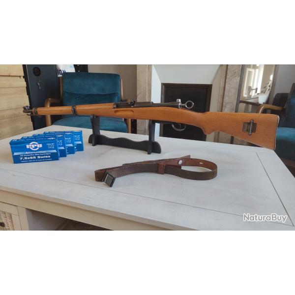 K31 schmidt Rubin 7,5x55 suisse Mono Matricule + 4 bo�tes de munitions FMJ