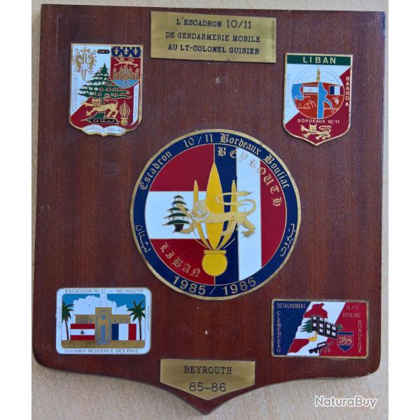 Plaque souvenir de L'escadron 10/11 de Gendarmerie Mobile � Beyrouth 85-86