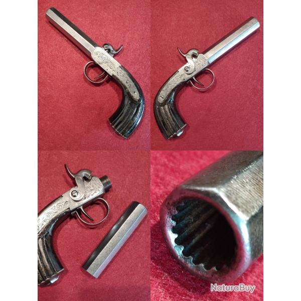 Gros pistolet � balle forc�e de fort calibre 14,6mm16 rayures tr�s profondes canon d�vissable