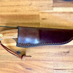 Couteau de chasse SCHRADE+ PH1 U.S.A. - 440 Stainless - Fabrication am&eacute;ricaine - Avec &eacute;tui cuir