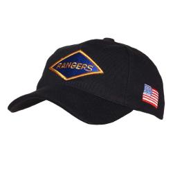 Casquette U.S. Rangers brod&eacute;e - Style militaire ajustable Noire