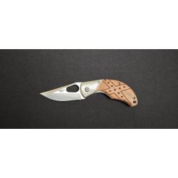 Couteau de poche JKR0661 - Manche bois avec gravure &eacute;toiles - Lame inox 6,2 cm - R&eacute;f. JKR0661