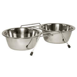 Stainless Steel Twin Feeder 2 x 450 ml - Ref VOER00010 - EAN 4018653834077 - Unbranded