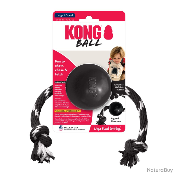 KONG Extreme Ball with Rope - Ref KONGEB12E - EAN 0035585356426 - Livraison rapide
