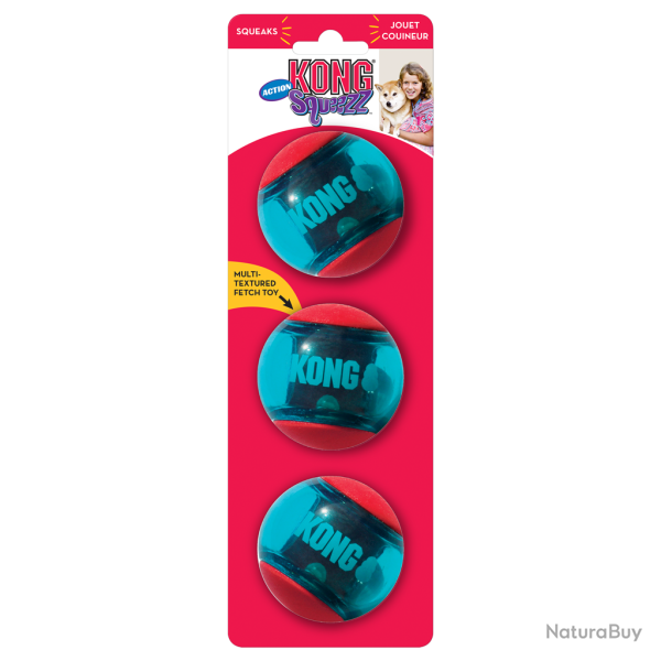 KONG Squeezz� Action Ball Red - Ref KONGPSA23E - EAN 0035585464053 - Livraison rapide