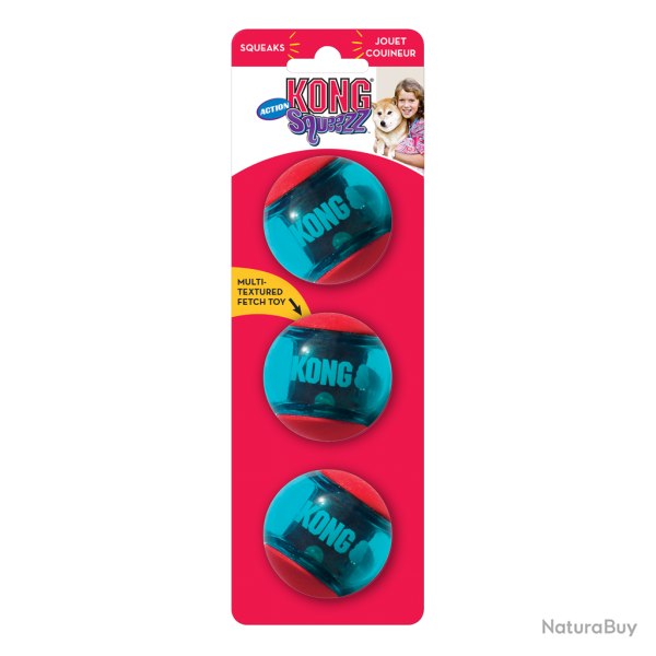 KONG Squeezz� Action Ball Red - Ref KONGPSA33E - EAN 0035585464084 - Livraison rapide