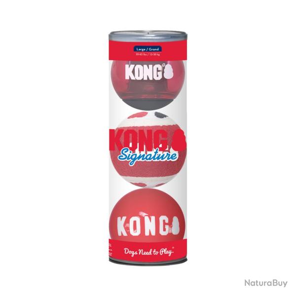 KONG Signature Balls 3-Pack - Ref KONGSKM1E - EAN 0035585523064 - Livraison rapide